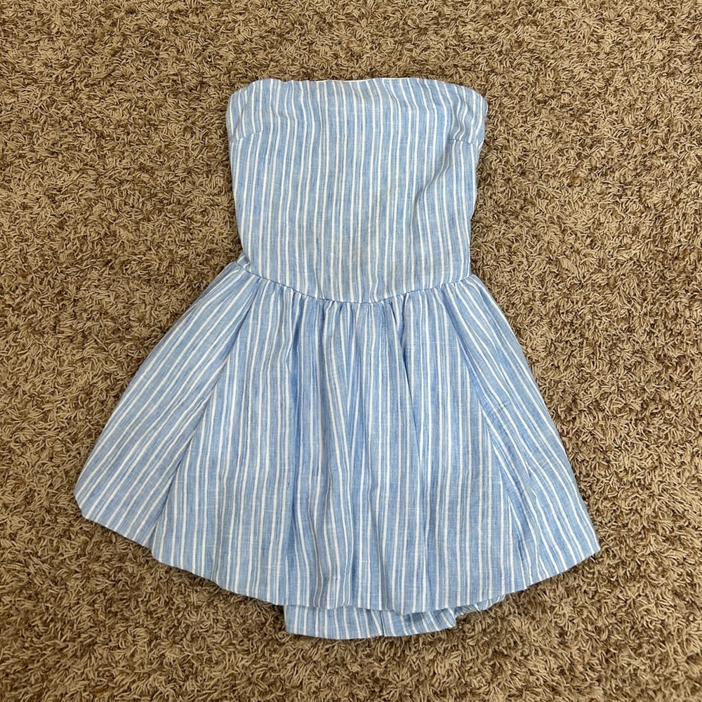 Urban Outfitters Blue and White Striped Strapless Mini Dress Size XS!